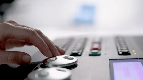 Professional Mixing Console Knob and Faders Closeup Stock Footage 340243085