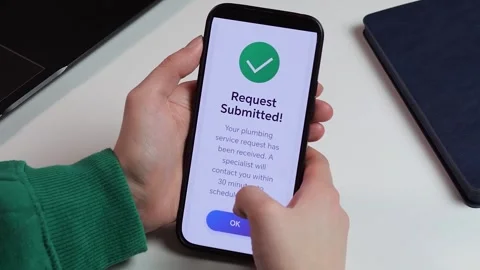 Professional mobile app confirmation for home repairs. Stock Footage 327672116