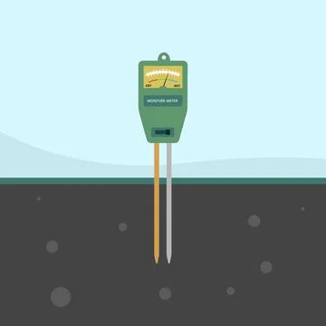 Professional moisture meter tool put in soil Illustrazione stock