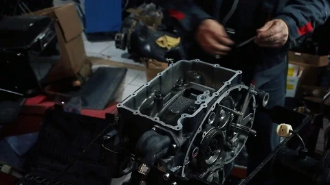Professional Motorcycle Engine Repair Stock Footage 121605453