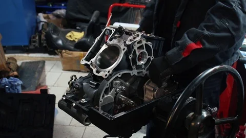 Professional Motorcycle Engine Repair Stock Footage 121605460