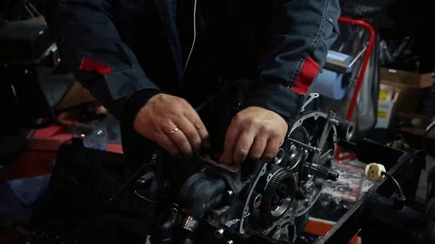Professional Motorcycle Engine Repair Stock Footage 121605481