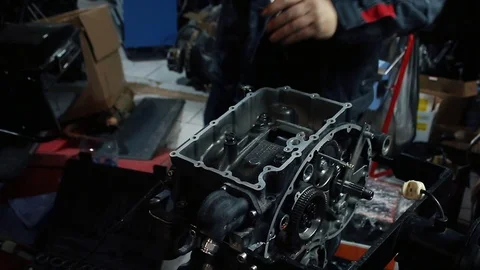 Professional Motorcycle Engine Repair Stock Footage 121605487