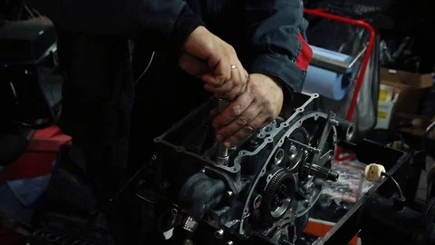 Professional Motorcycle Engine Repair Stock Footage 121605524