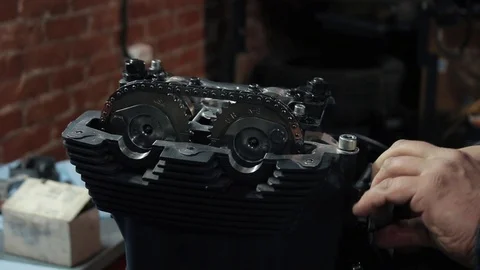Professional Motorcycle Engine Repair Stock Footage 121605527