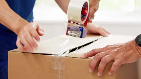 Professional Mover Services: Packing Boxes for Smooth House Relocation Stock Footage 279219025
