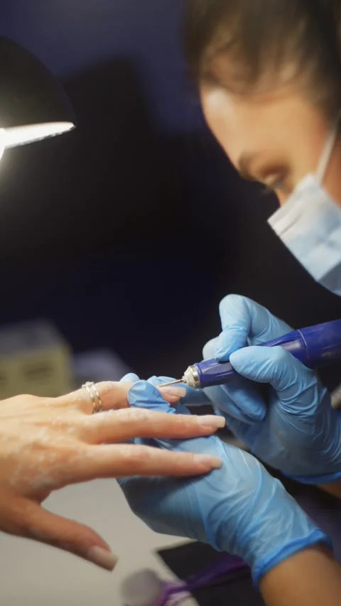 Professional nail artist creating a clean and stylish manicure step by step Vídeos de archivo 322131053