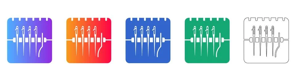 Professional Needle Case Tool Icons 库存插图