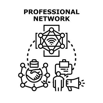 Professional network creating business connection and collaboration Stock Illustration