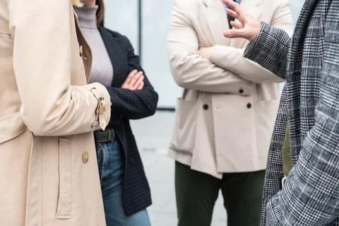 Professional occupation, office workers. Two business people meet before st.. Stock Photos