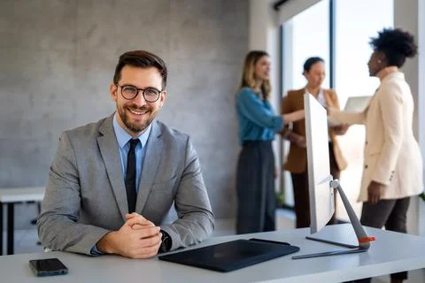 Professional in office environment, highlighting teamwork, collaboration, l.. Stock Photos