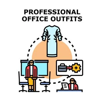 Professional office outfits concept vector symbolizing corporate dress code Illustration
