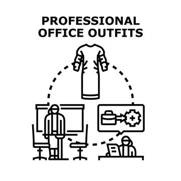 Professional office outfits concept vector symbolizing corporate dress code Stock Illustration