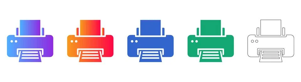 Professional Office Printer Icon Set Stock Illustration