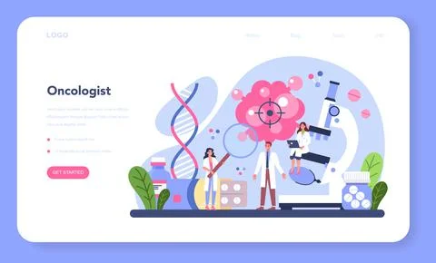 Professional oncologist web banner or landing page. Cancer disease Stock Illustration
