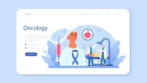 Professional oncologist web banner or landing page. Cancer disease Stock Illustration