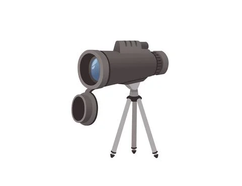 Professional optical device black monocular on monocular on a tripod vector Stock Illustration