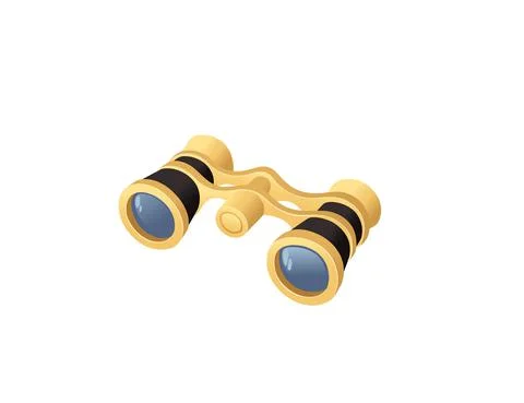 Professional optical device golden colored classic opera binoculars vector Stock Illustration