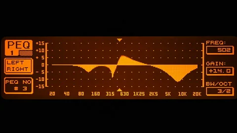 Professional parametric equalizer change the music spectrum Stock Footage 142298031