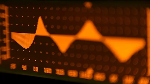 Professional parametric equalizer change the music spectrum Stock Footage 142341004