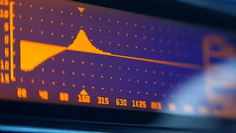 Professional parametric equalizer change the music spectrum Stock Footage 142402003