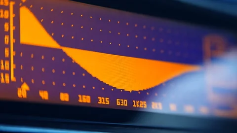 Professional parametric equalizer change the music spectrum Stock Footage 142406793