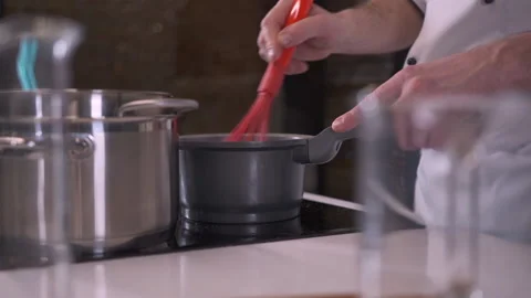 Professional Pastry Chef, Baker in a Restaurant Kitchen is preparing a Dessert. 스톡 동영상 143415552