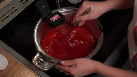 Professional pastry chef teaches step-by-step making Christmas cake Stock Footage 166401250