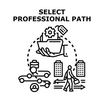 Professional path selection journey for career development Stock Illustration