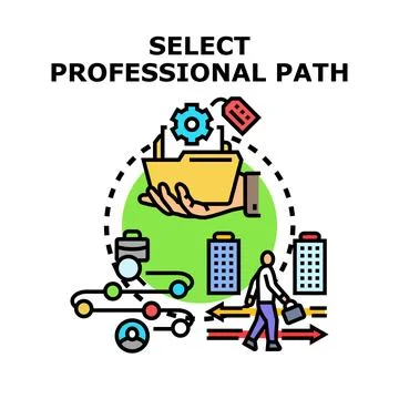 Professional path selection journey for career development Stock Illustration