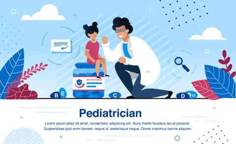 Professional Pediatrician Flat Vector Banner Stock Illustration