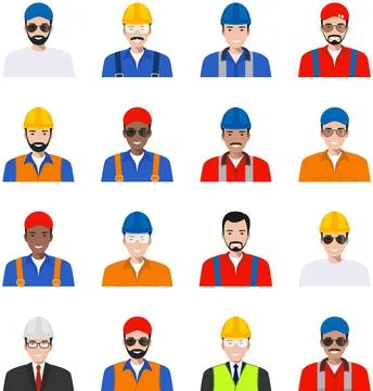 Professional people concept. Set of different colorful profession man Stock Illustration