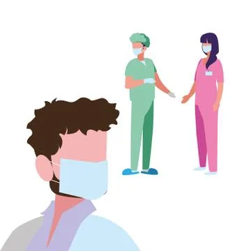 Professional people wearing face mask Illustration