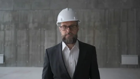 Professional People At Work, Portrait Of Architect Or A Worker Or An Engineer Stock Footage 106874013