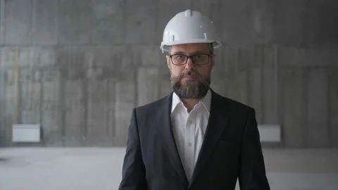 Professional People At Work, Portrait Of Architect Or A Worker Or An Engineer Stock Footage 106874193
