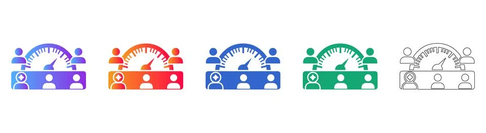 Professional Performance Management Icons Set Stock Illustration