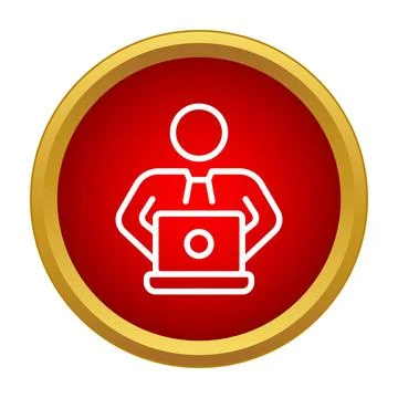 Professional person working on laptop computer icon 스톡 일러스트