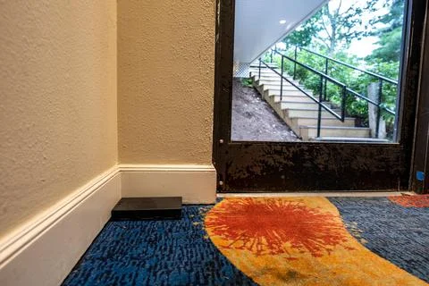 Professional pest control trap located in the entryway of a hotel Foto stock