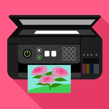 Professional photo printer icon, flat style Stock Illustration