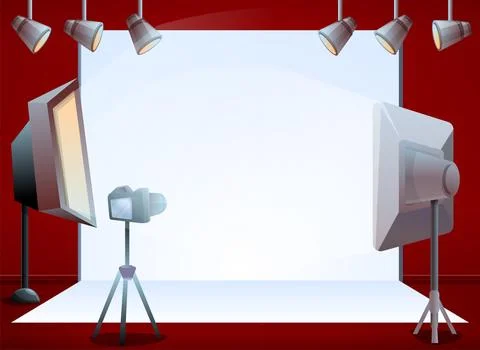 Professional photo session studio concept banner, cartoon style Illustrazione stock