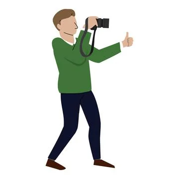 Professional photographer icon cartoon vector. Camera equipment 스톡 일러스트