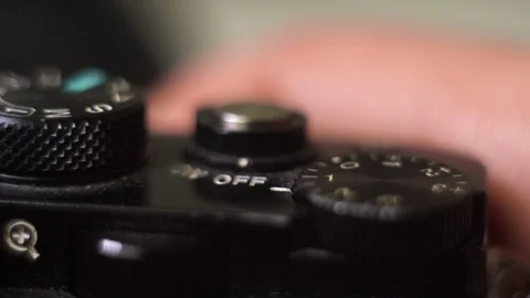 Professional photographer set exposition to zero 0 on photo camera. Extreme Stock Footage 122068169