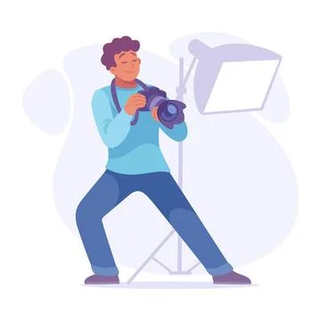Professional Photographer Skillfully Capturing Memorable Moments with Studio 스톡 일러스트