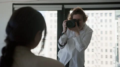 Professional photoshoot backstage in LA studio Stock Footage 197361017