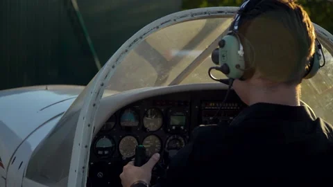 Professional pilot hold the helm and control panel of an airplane. Controls of 스톡 동영상 136328722