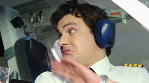 Professional pilot refusing from glass of alcohol drink before flight, soberness Stock Footage 63921532