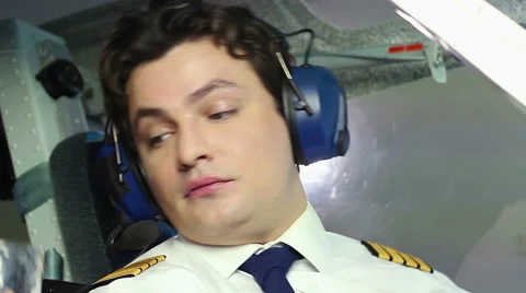 Professional pilot refusing from glass of alcohol drink before flight, soberness Stock Footage 63927152