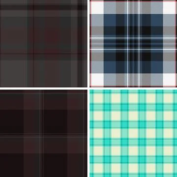 Professional plaid pattern set licensing projects. Market ready tartan versat Stock Illustration