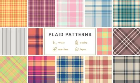 Professional plaid pattern set licensing projects. Market ready tartan vers.. 스톡 일러스트