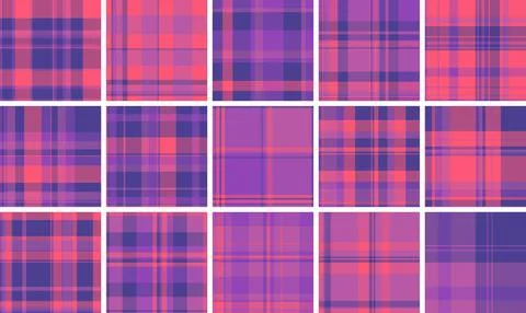 Professional plaid pattern set licensing projects. Market ready tartan versat Illustrazione stock